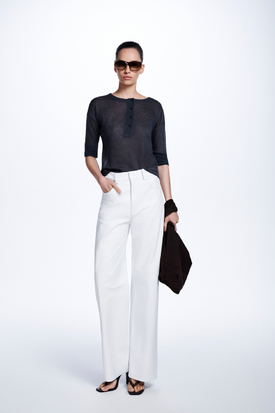 Moepala Leather Trousers White