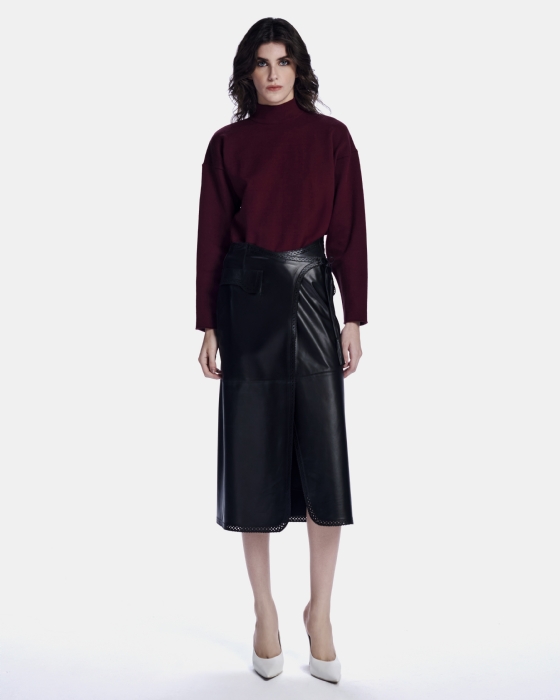 Lives Knit Blouse Dark Wine