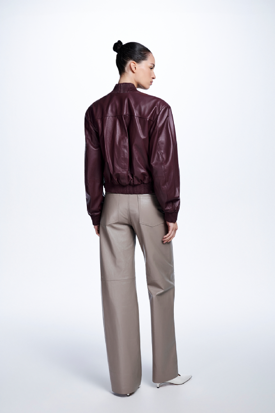 Michiko Leather Jacket Aubergine