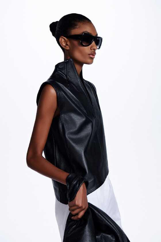 Miss Leather Blouse Black