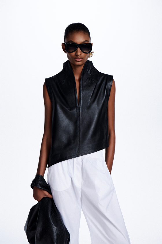 Miss Leather Blouse Black