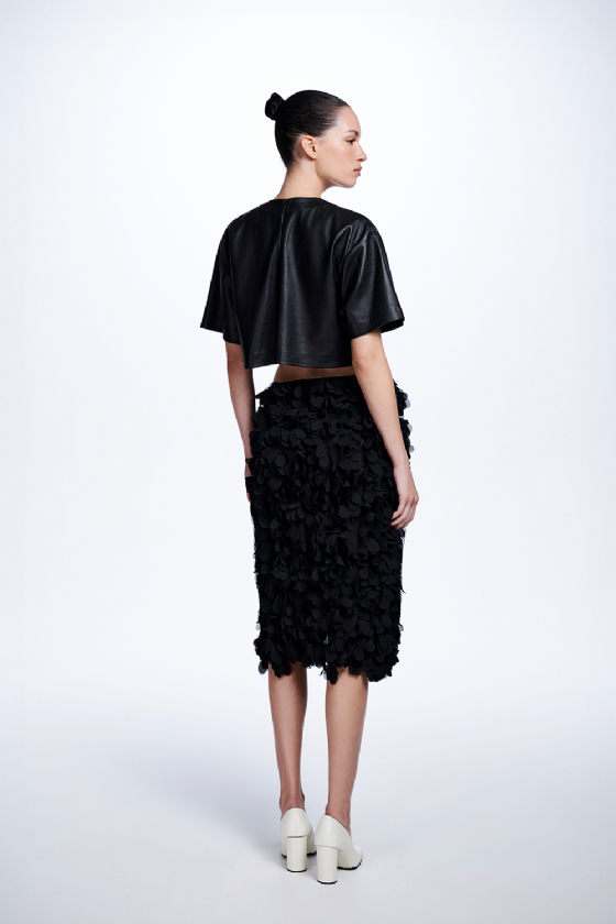 Marlia Leather T-Shirt Black
