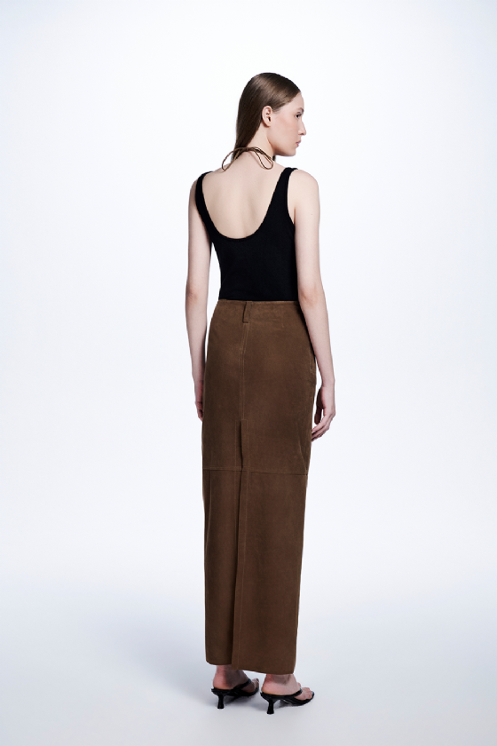 Manet Suede Skirt Sepia