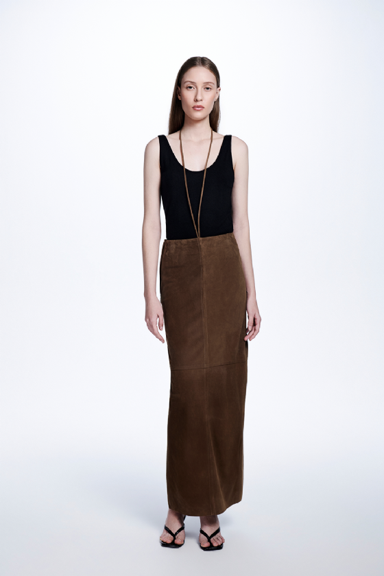 Manet Suede Skirt Sepia