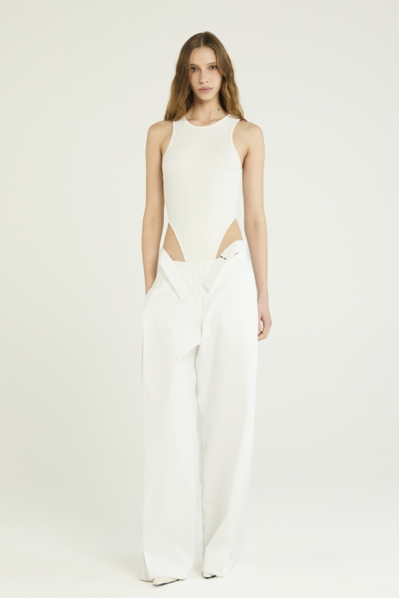 Jend Knit Bodysuit Off White