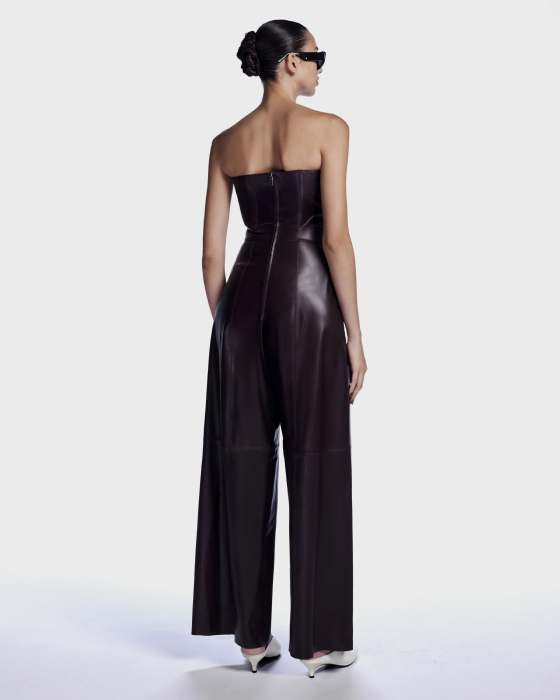 Luit Leather Jumpsuit Dark Wine
