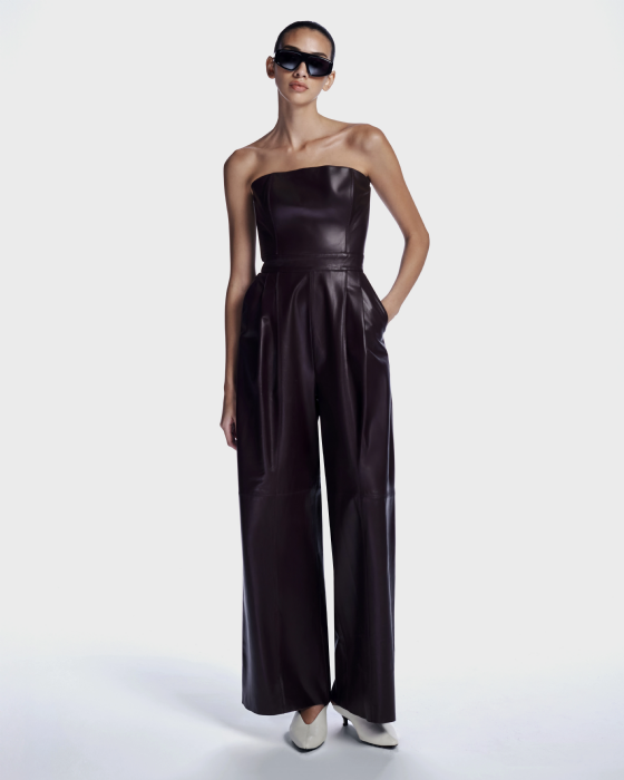 Luit Leather Jumpsuit Dark Wine
