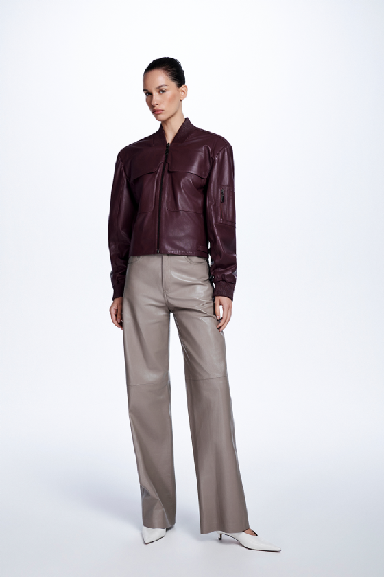 Michiko Leather Jacket Aubergine